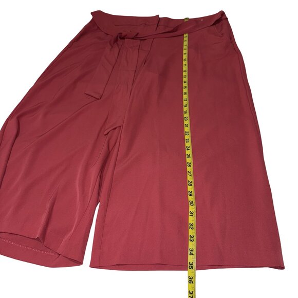 Lark + Grey Mauve Wide Leg Capri Dress Pants W/Fabric Tie Belt Sz 18 - Picture 5 of 10